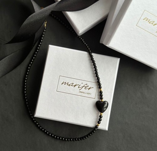 Naszyjnik ONYKS z serduszkiem