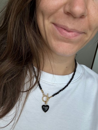Naszyjnik z czarnym sercem ONYKS 