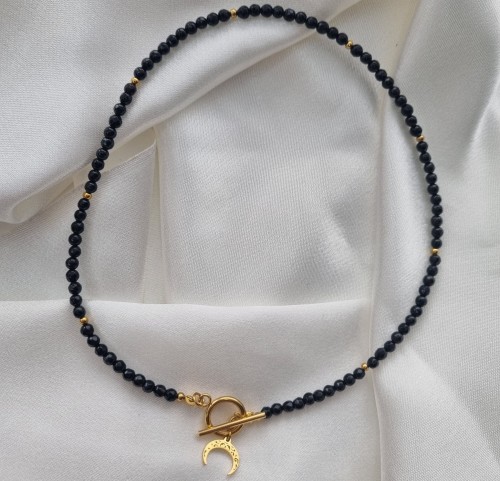 Naszyjnik z onyksem czarno-złoty