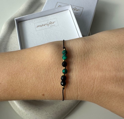 Bransoletka z Malachitem i Onyksem VELVET