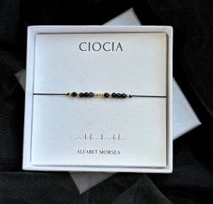 Bransoletka CIOCIA Alfabet Morse'a  Onyks