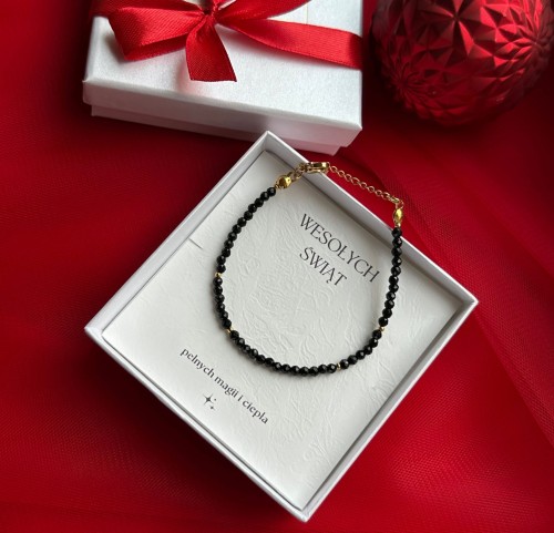 Bransoletka na Święta z ONYKSEM  z klasycznym zapięciem 