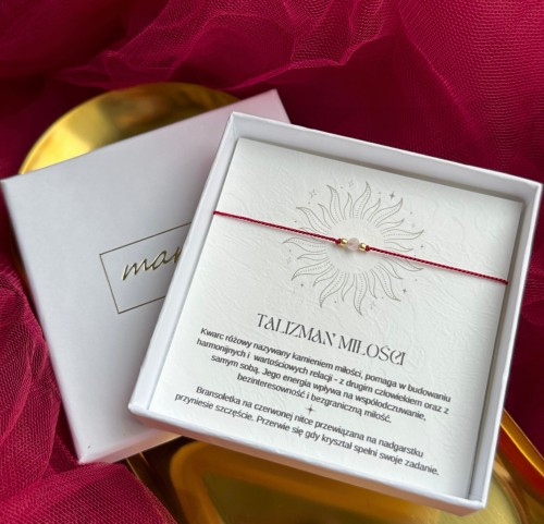 BRANSOLETKA TALIZMAN MIŁOŚCI Z KWARCEM RÓŻOWYM