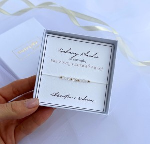 Bransoletka Pamiątka Pierwszej Komunii z perełką (3 KOLORY)