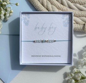 Bransoletka Baby Shower dla przyszłej mamy niebieska