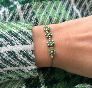 Bransoletka w stokrotki MARGARET zielona